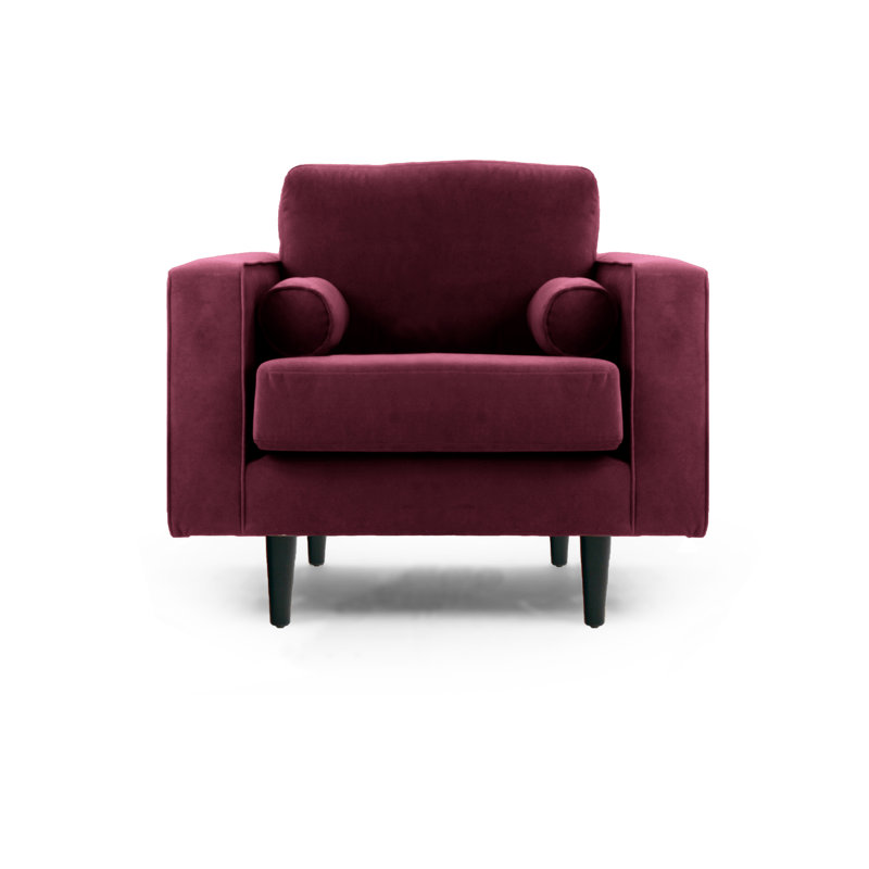 Boubacar Upholstered Armchair, Dark Purple, Black