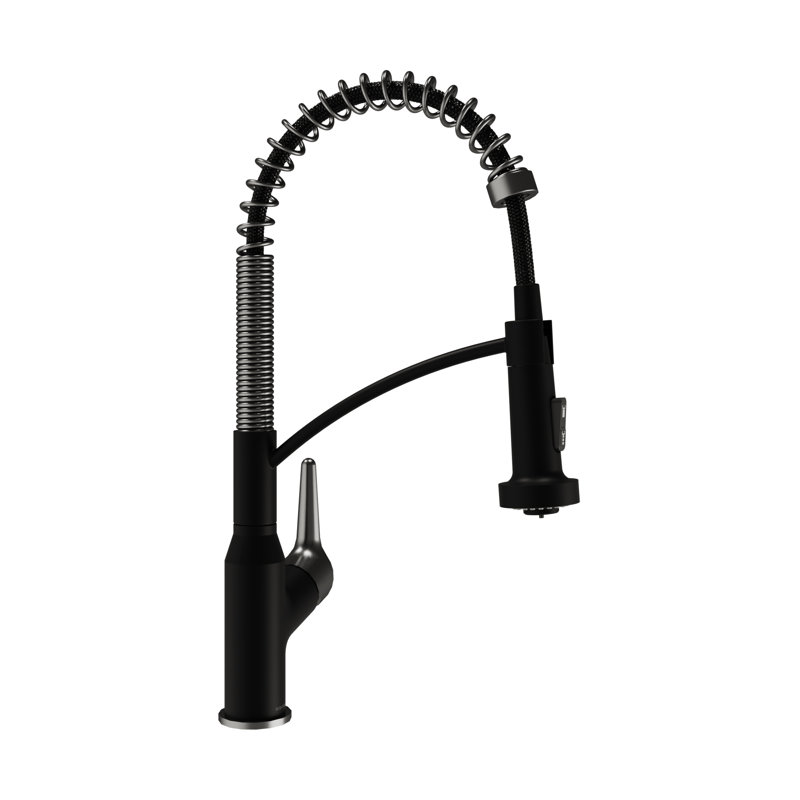 Karran Scottsdale Single-Handle Pull-Down Sprayer Commercial Style Kitchen Faucet in Matte Black / Spot-Free Gunmetal Grey