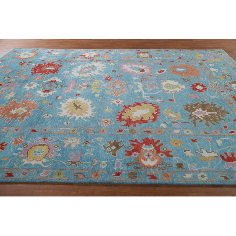 Tapis bleu All-Over Oushak 9 x 12