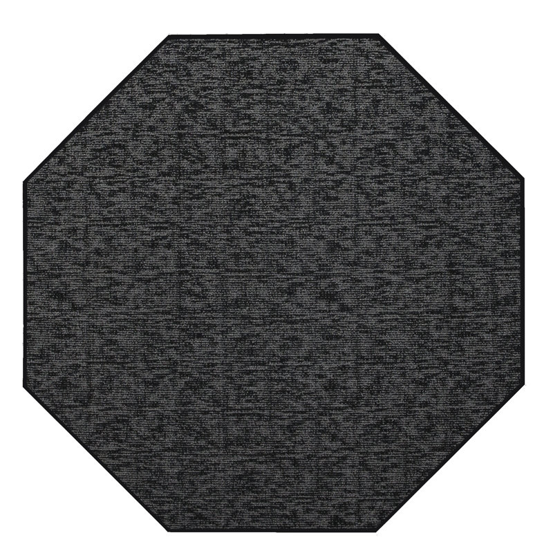 Tapis décoratif Elemental - imprimé géométrique noir patiné, Octogone 11 pi
