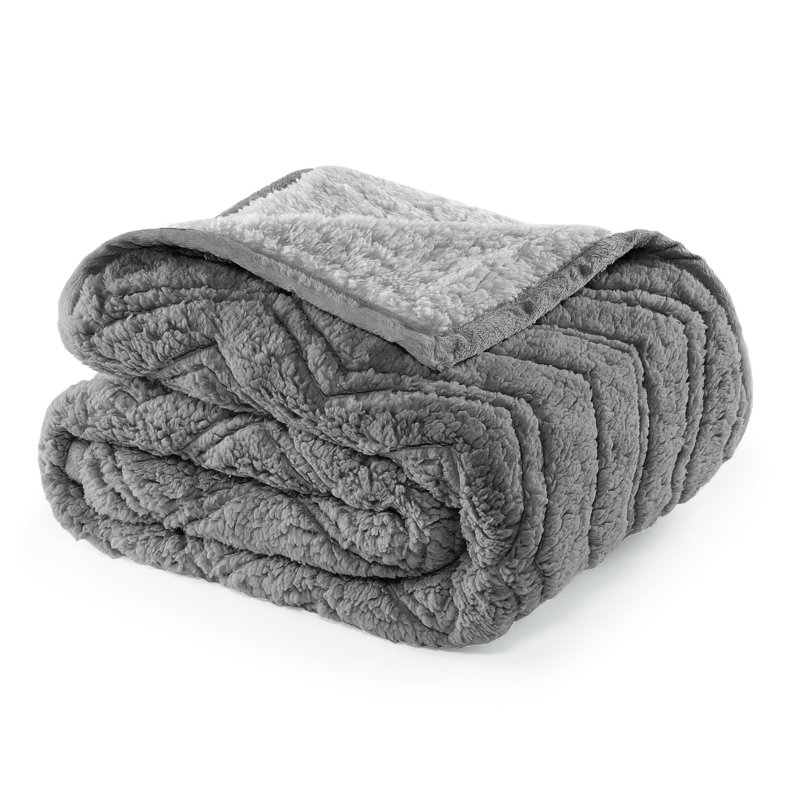 Jeté en sherpa CBCHome Cozy Chevron, Gris