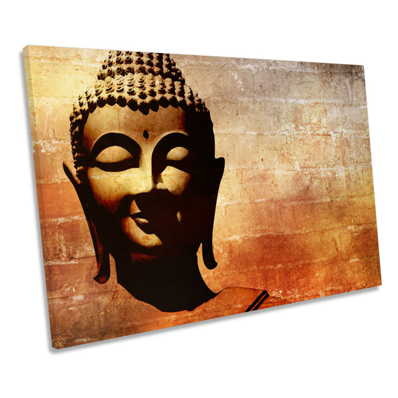 Buddha Statue Head - Wrapped Canvas Print, 30.5cm H x 45.7cm W x 2cm D