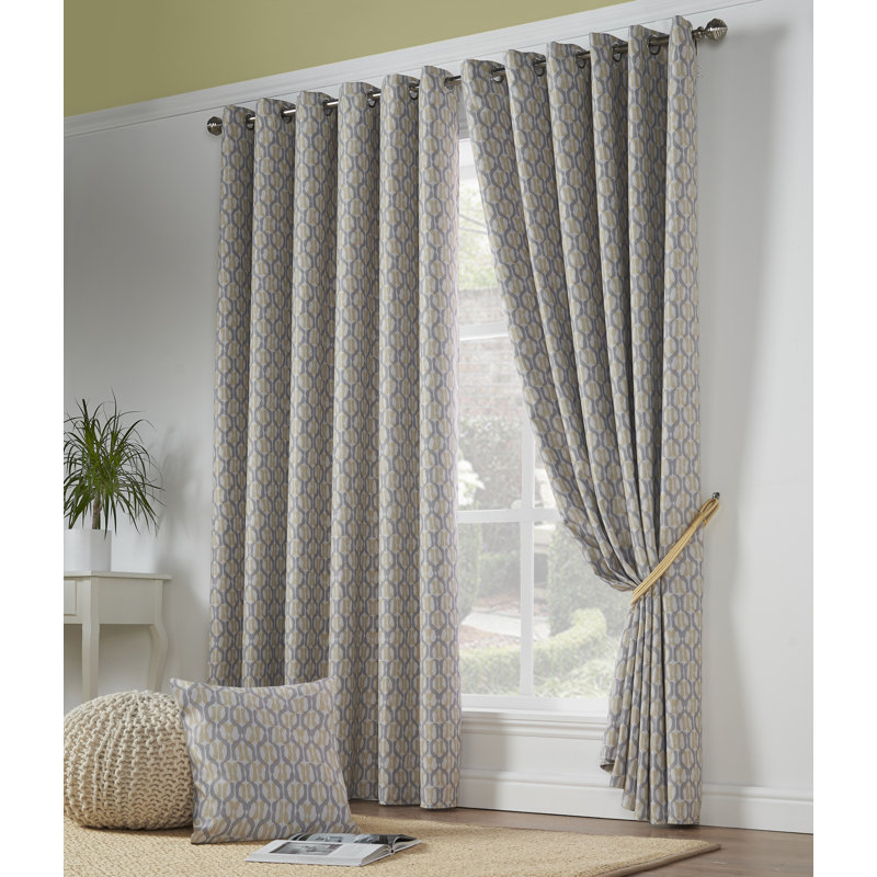 Cloe Semi Sheer Curtain Pair, Ochre, 229 W x 274 D cm