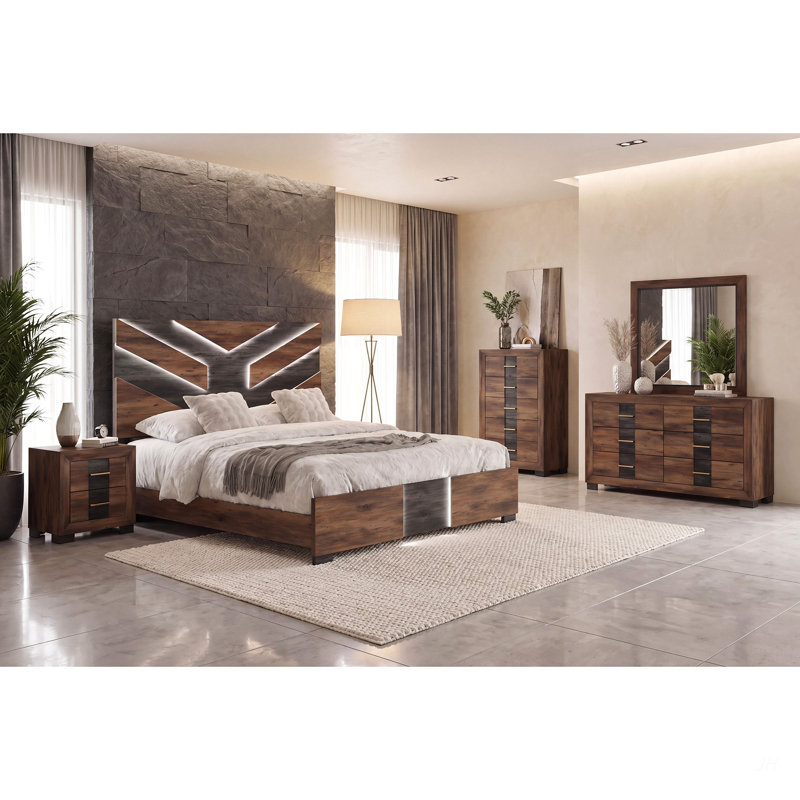 Miroir moderne pour commode, H 39,96 po x l 40,94 po, Noir brun