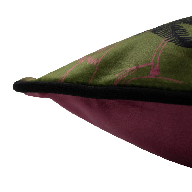 Plains Floral Square Cushion, Polyester/Polyfill, Khaki