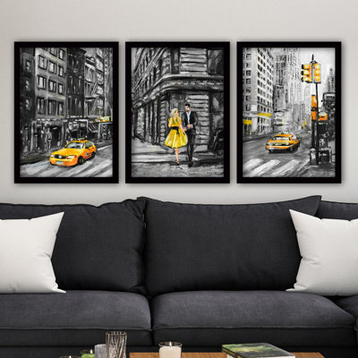 Elegant Decorative Framed Painting Set (3 Pieces), 13.8 x 17.7 inches Each | 100% MDF Art with Durable Plastic Frame, Thickness: 0.8 inches | Perfect for Home Decor, Living Room & Office Aesthetic