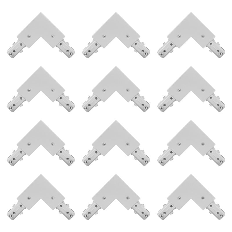 Connecteur d'éclairage en L Luxrite H, connecteur d'angle de type H, compatible avec un composant de source d'alimentation à 3 fils 120 V, paquet de 12 blanc