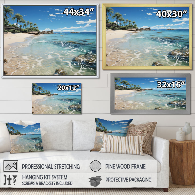Ayr Beach Sandy Paradise I, Encadrement doré, H 12 po x l 20 po x P 1 po