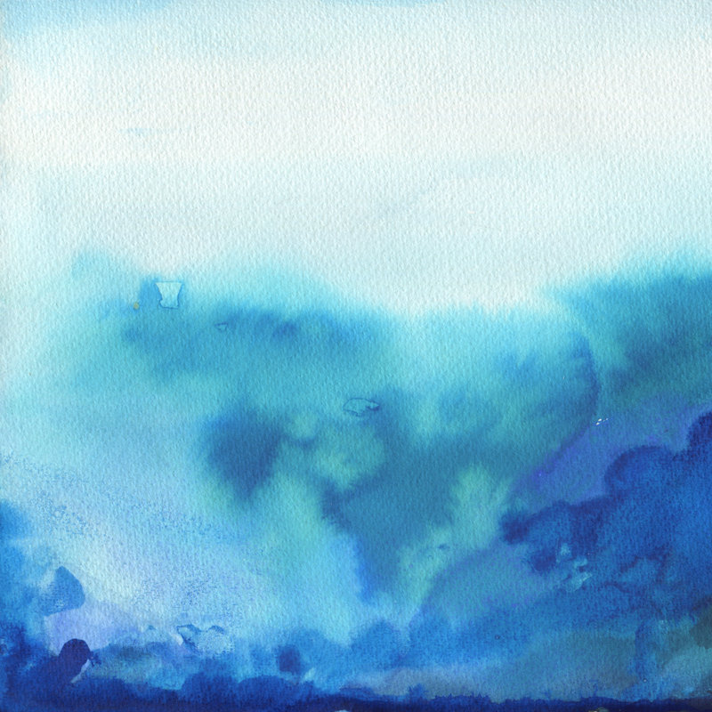 Peinture aquarelle Pepperell Ocean par Katyau, H 12 po x l 12 po
