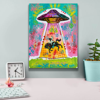 «Ufo Steal Cowboy» par Dean Russo, art mural sur toile, 12 po x 16 po