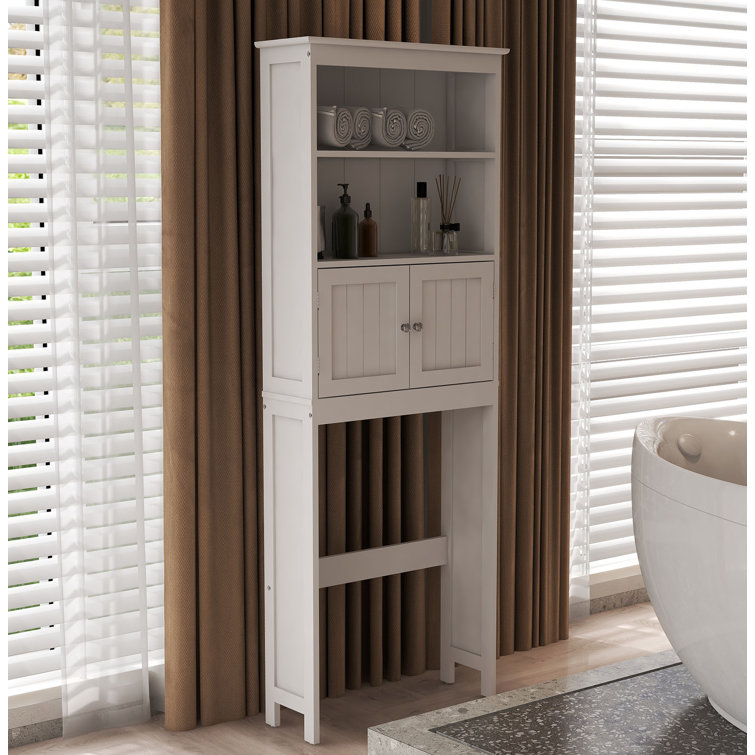 Trijal Metal & MDF Wood Over-the-Toilet Storage, Over Toilet Storage Cabinet with Barn Doors Gracie Oaks Finish: Gray