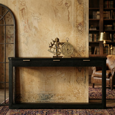 This Black, Wave-Patterned Storage Side Table Features Drawers And A Slim Profile, Making It Suitable For Use Behind Sofas, In Entryways, Or Hallways. It's Both Simple And Practical.