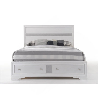 Naima White Finish EK Bed W/Storage