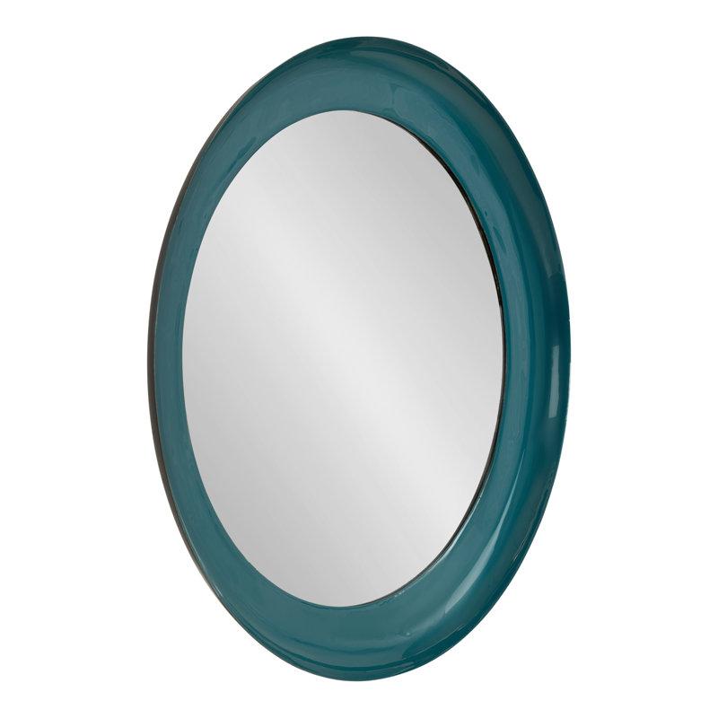 Metal Round Mirror, Teal/Black