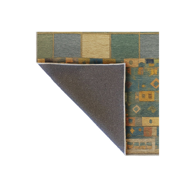 Tapis bleu tissé lavable rétro Mosso, 2 pi 6 po x 4 pi 11 po