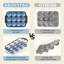 Moules à muffins en silicone pour la cuisson avec cadre en métal, moules à œufs, moules à petits gâteaux 12 tailles régulières, moules à muffins antiadhésifs faciles à faire sauter pour four-129846416-129846419
