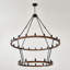 Lustre en bois massif à 2 niveaux
