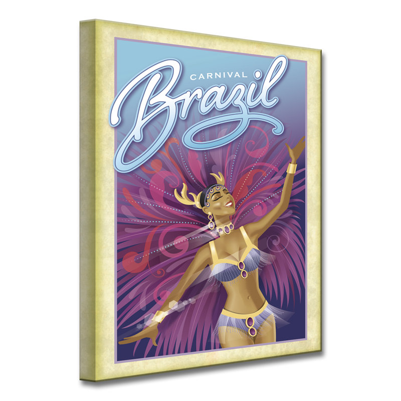 Carnaval - Brésil - publicité sur toile, H 20 po x l 16 po x P 1,5 po