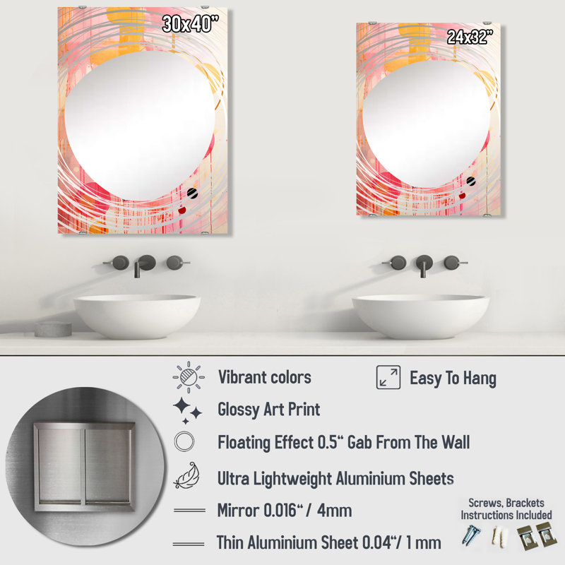 Miroir mural Vicdan - Abstract Collages MIR131626, 32 po x 24 po