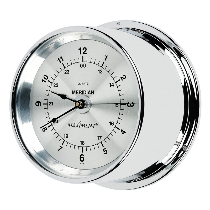 Meridian 6.5" Wall Clock, Chrome/Silver