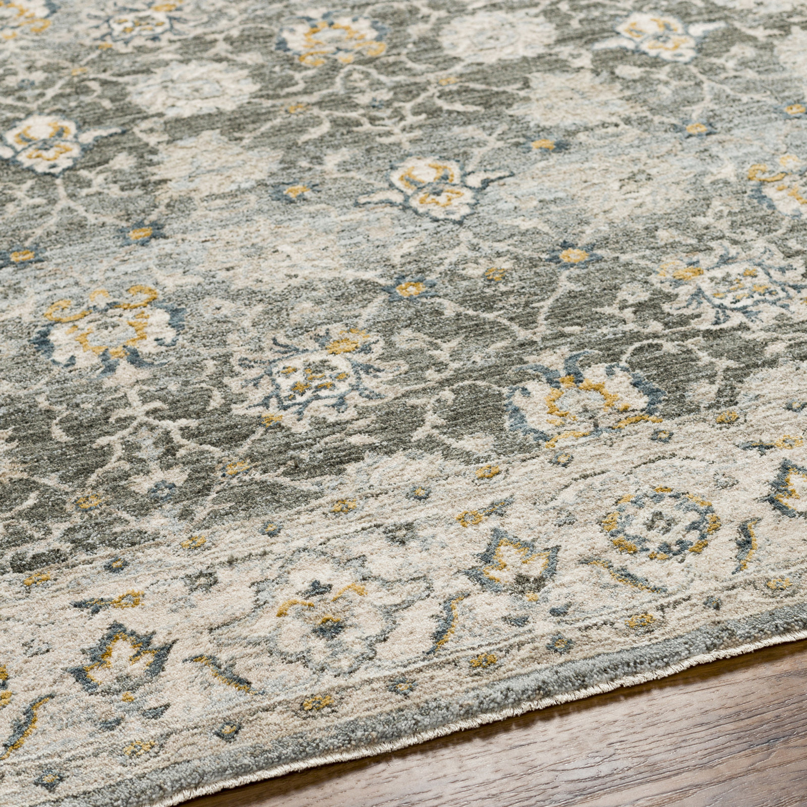 Delyse Olive/Gold/Beige/Gray Rug, Rectangle 10' x 14'