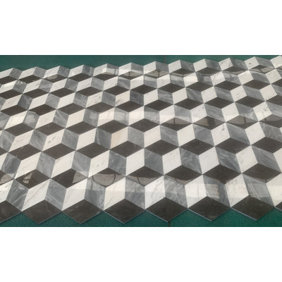 Marbre hexagonal à jet d'eau, blanc, gris, noir, 3 couleurs, marbre naturel, pour plancher et mur, carrelage en marbre poli, pierre naturelle, marbre véritable, marbre véritable, 1 boîte de 12 pièces