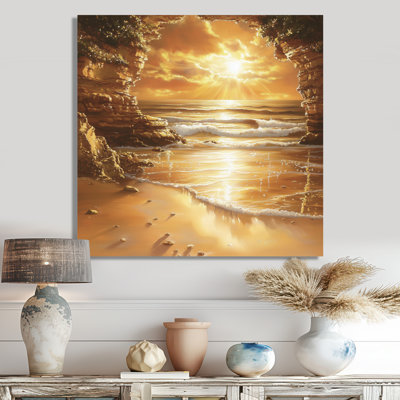 Beachside Cliffs At Sunrise II - Beach Metal Wall Decor, Nautical Metal Print