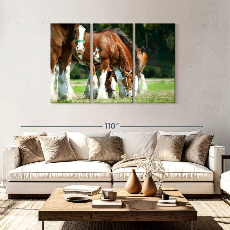 Chevaux Clydesdale, H 48 po x l 74 po