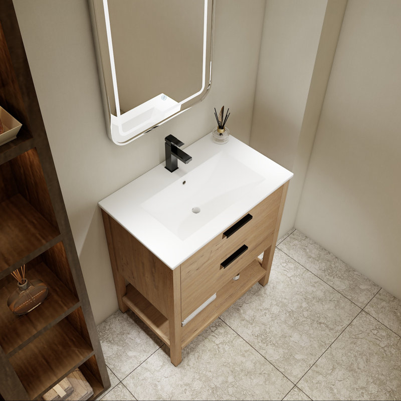 Meuble-lavabo 30 po avec deux tiroirs, Blanc