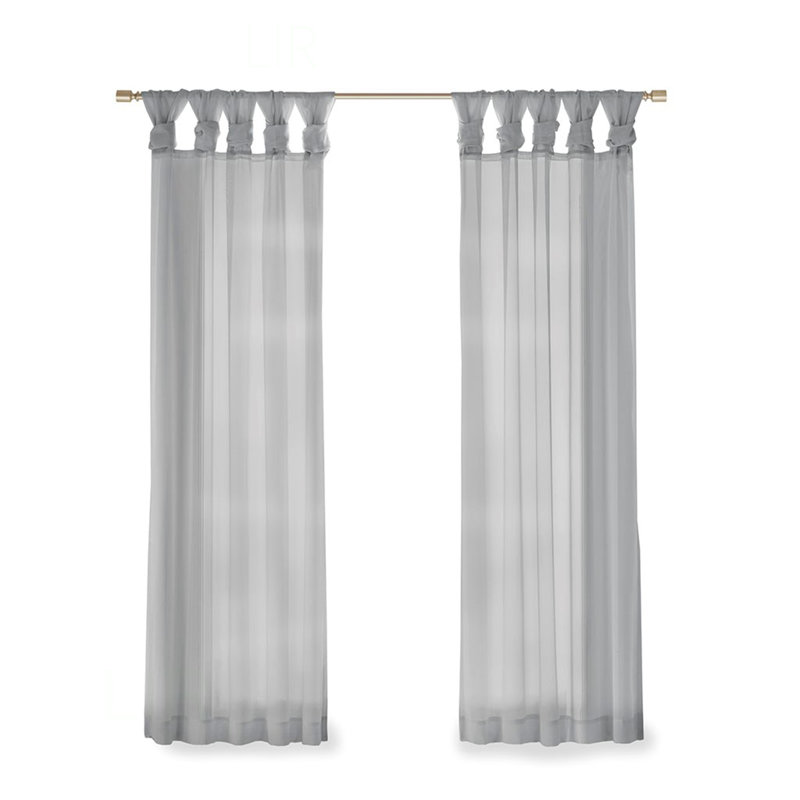 Paire de rideaux transparents Twist Tab Voile, léger et polyvalent pour une décoration intérieure élégante, certifié Oeko-Tex
