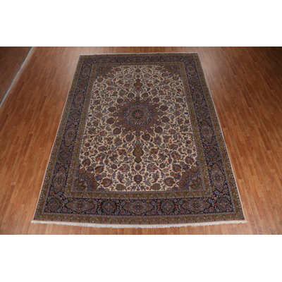 One-of-a-Kind 9'11" X 13'4" 1970s Wool Area Rug in Ivory