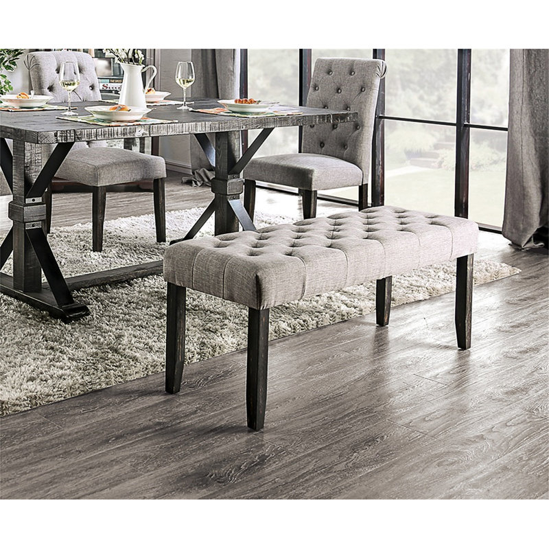 Adaiah Upholstered Bench,entryway bench, dining bench, Light Gray