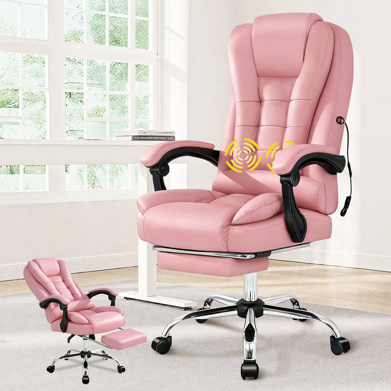 Massage Office Chair PU Leather Seat, Pink
