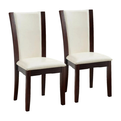 Dining Room Side Chairs 2pcs, Contemporary Style, Dark Cherry Wood, White Style Of 2, Finish, Seat, Solid