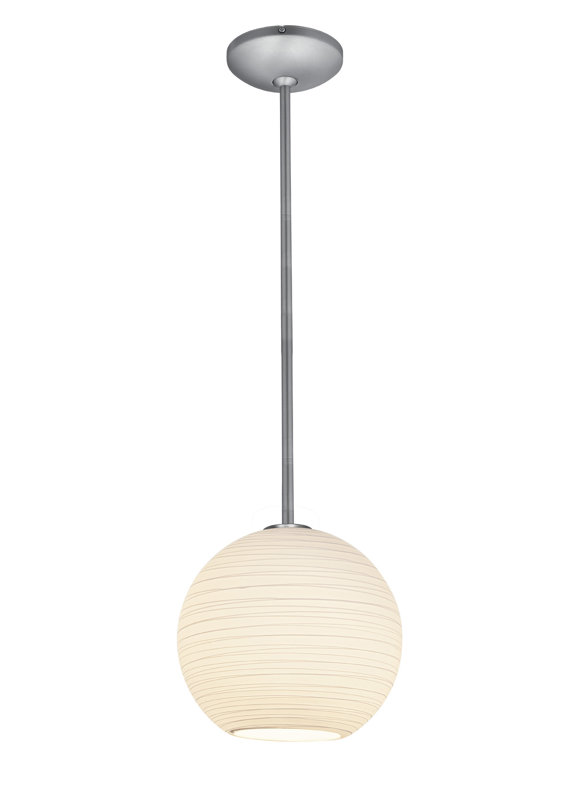 Weber 1 - Light Sphere Pendant, Brushed Steel, Rod, 54" H x 8" W x 8" D