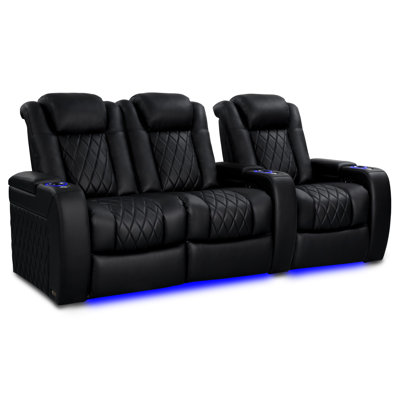 Siège de cinéma 92,25 po chauffé en cuir véritable avec porte-gobelet