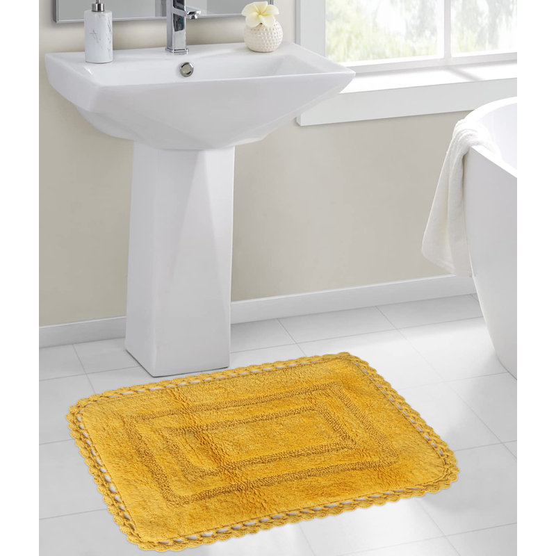Tapis pour salle de bain Akife, Jaune