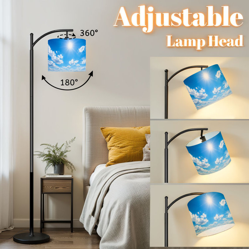 Lampe sur pied à arc avec abat-jour réglable Sun Bright Soft lampe sur pied 3 températures de couleur à haut gradateur avec interrupteur au pied pour la chambre à coucher