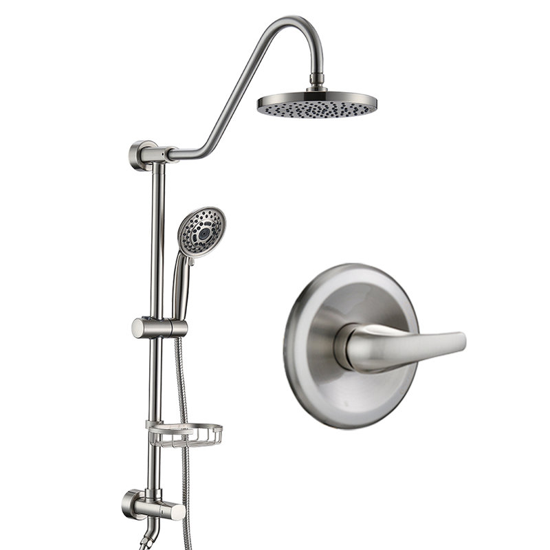Shower Head With Handheld Shower System With 8" Rain Shower Head (Rough-In Valve Included), Brushed Nickel