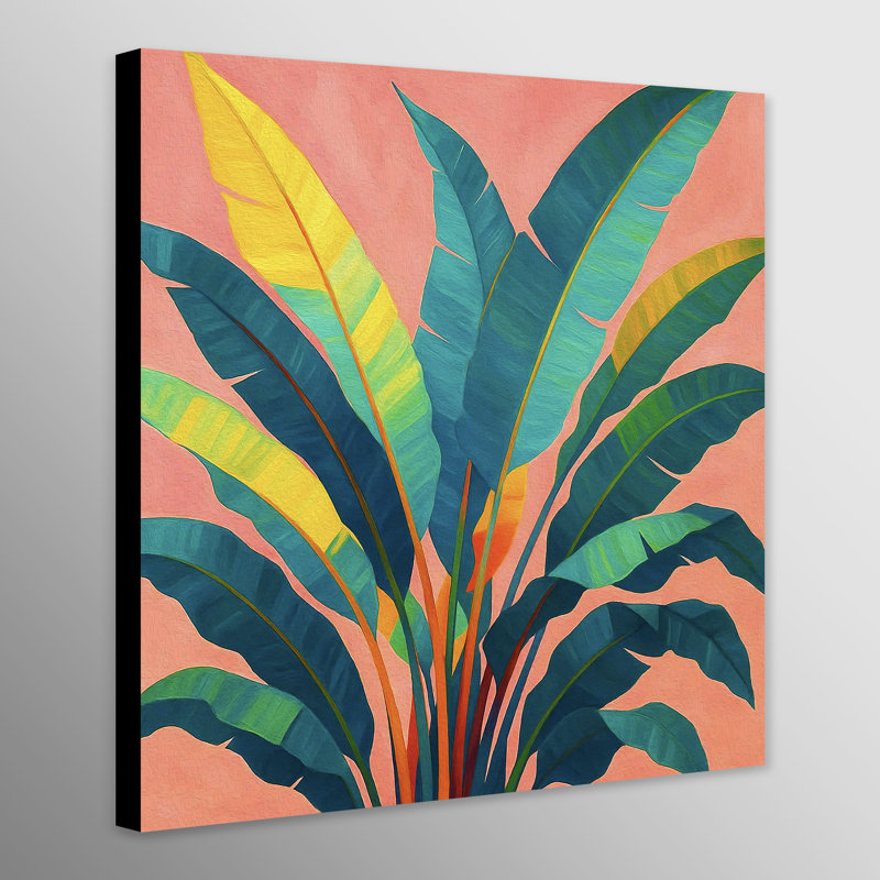 Colourful Tropical Foliage Wall Art - Canvas Framed Print, 41 cm H x 41 cm W