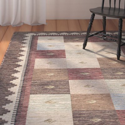 Tapis décoratif géométrique brun/beige intérieur/extérieur Francine