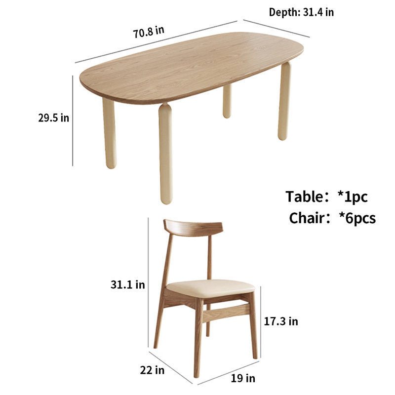 Table et chaises Creative, H 29,5 po x L 70,8 po x l 31,4 po