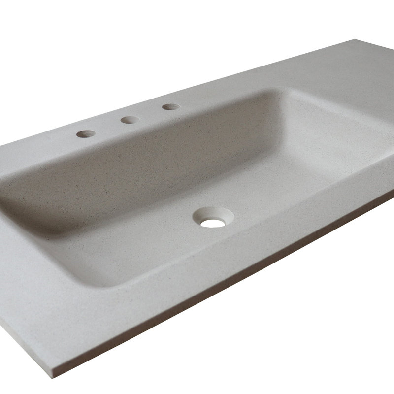 49'' Sandy White Concrete Single Bathroom Vanity Top with Integral Sink