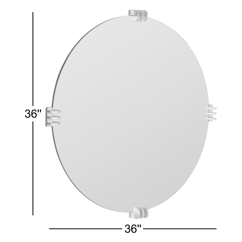 Aubrey Round Beveled Mirror, Silver