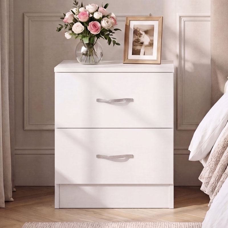 Maybery 2 Drawer Bedside Chest Set Of 2, Bedroom Storage Cabinet, White
