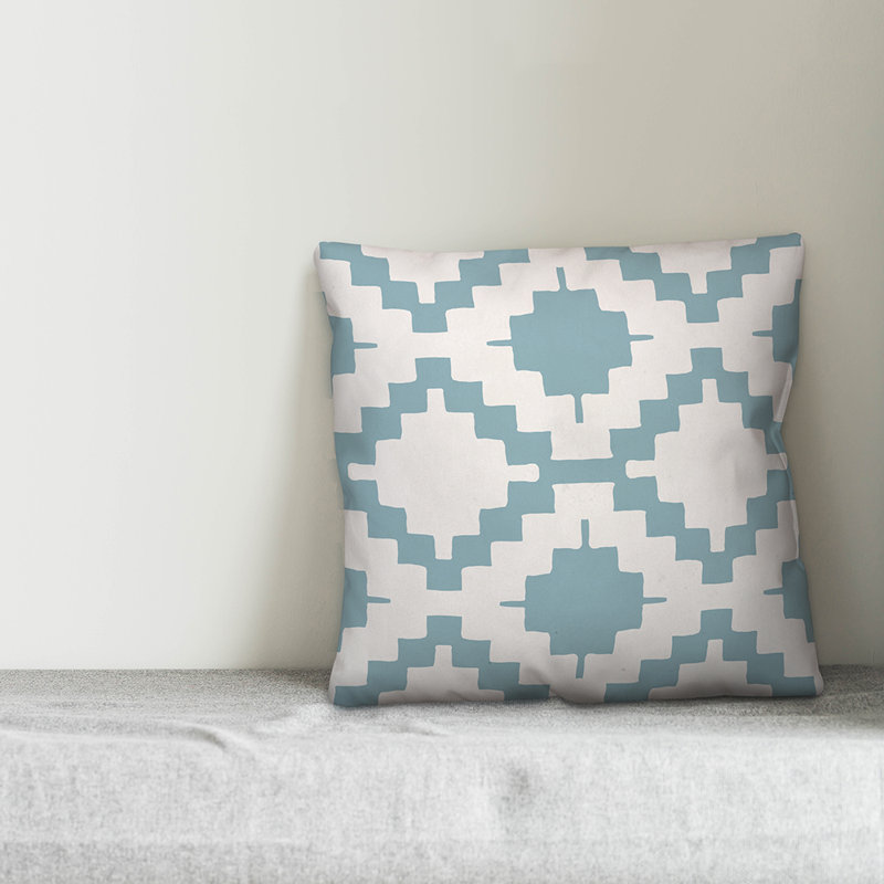  Coussin Aztec, 16 po x 16 po, Bleu