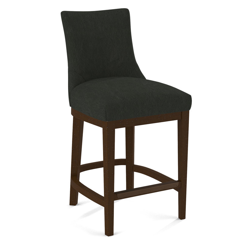Upholstered Stool, Salvador Asphalt, Pecan