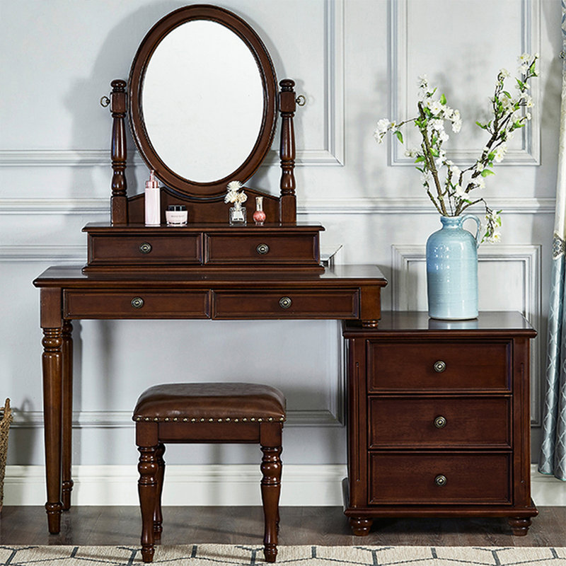 Makeup Vanity with mirror,7 drawers,1 chair