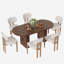 Ensemble de table de cuisine ovale à double piédestal-221402298-223772546-223772544