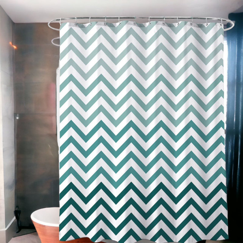 Chevron Shower Curtain with Hooks Included